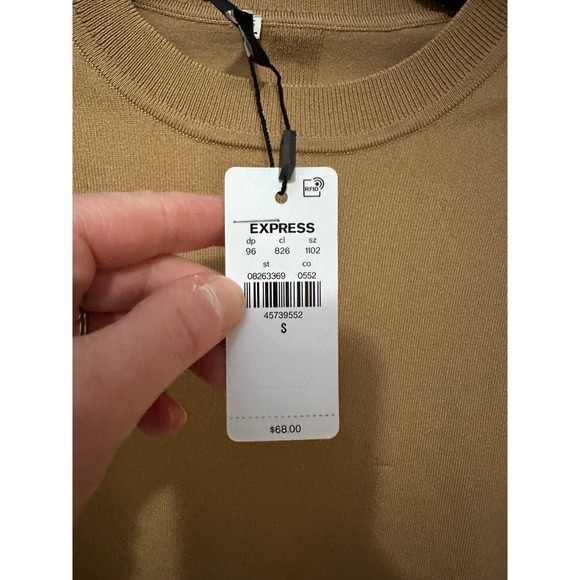 New Women's Express Silky Soft Fitted Crew Neck Sweater size Small pecan $68 - Picture 7 of 12